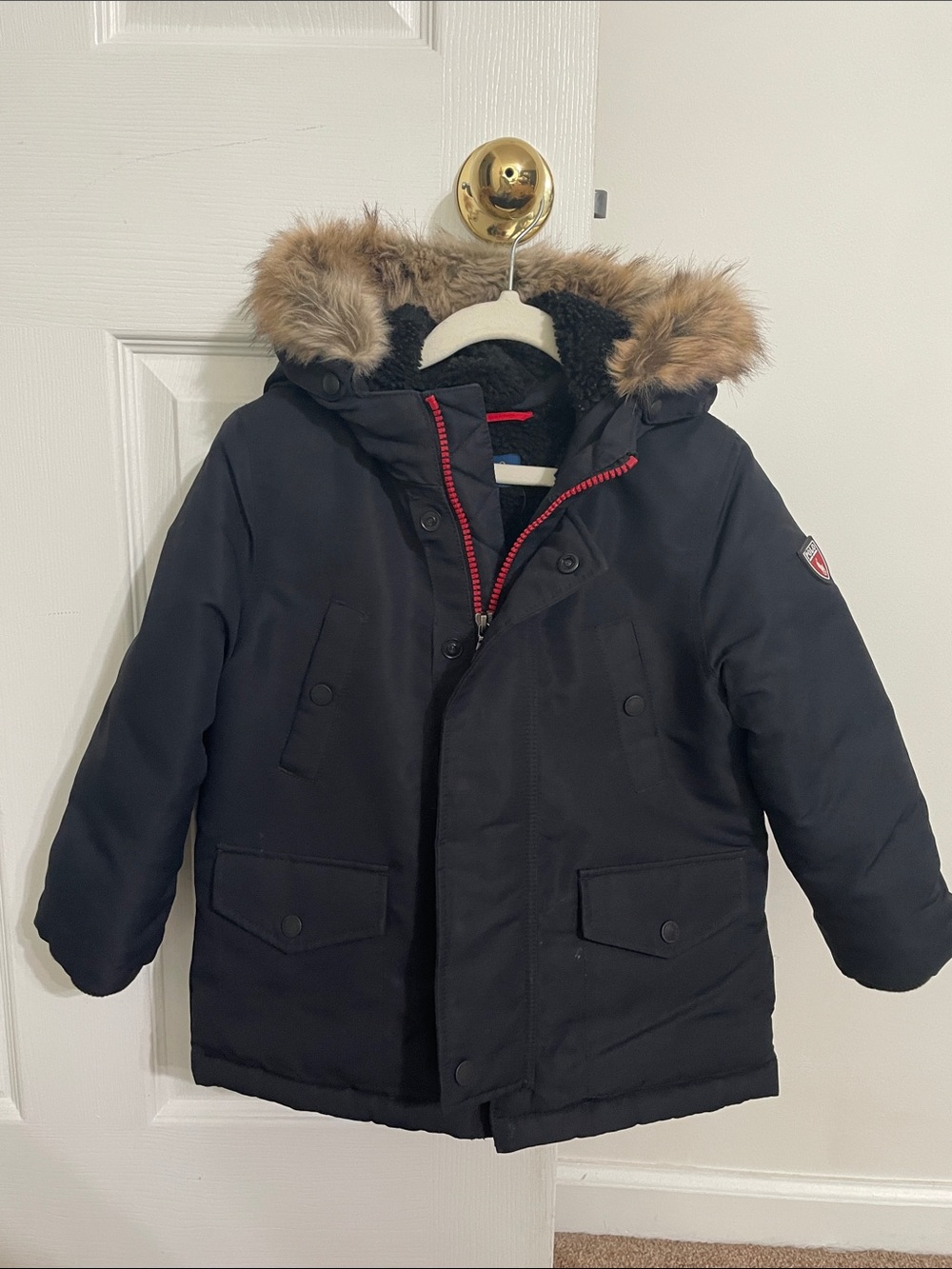 Polo Ralph Lauren boys Black Winter Parka with Faux Fur Trim